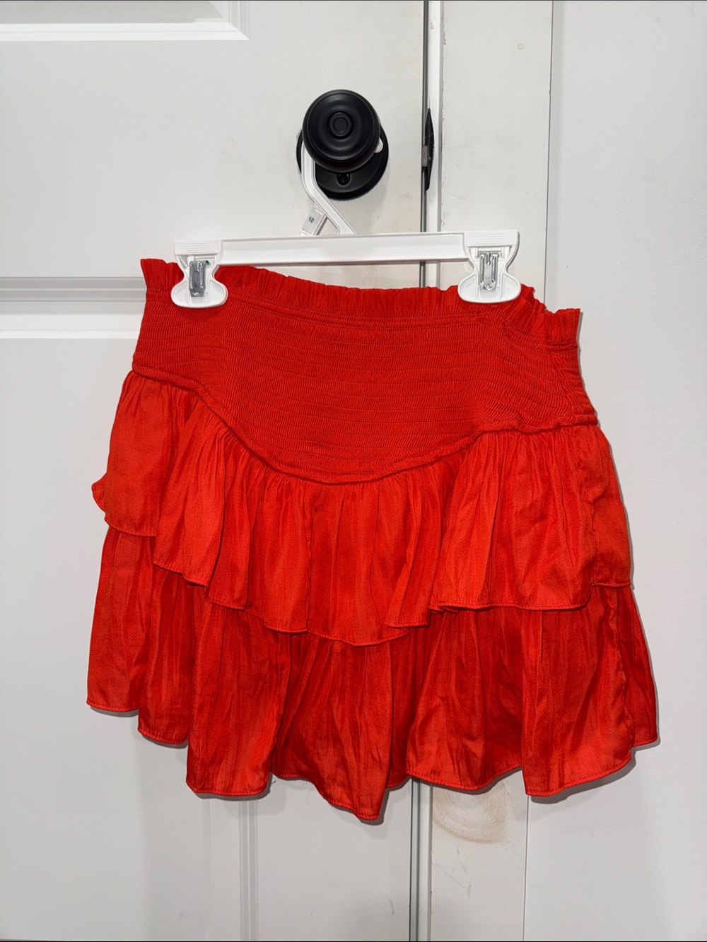 Mustard Seed Red Tiered Ruffle Skater Skirt